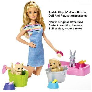Barbie Play 'N' Wash Pets Set Fantastic playset NEW & Gift Worthy!